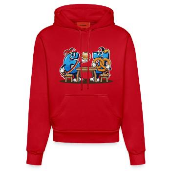Meme 67 Six Seven 6 7 Italian meme - Organic Fitted Hoodie Made in EU - red - Front