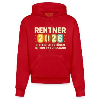 Rentner 2026 Ruhestand Bitte Nicht Stören - Organic Fitted Hoodie Made in EU - Rot - Vorne