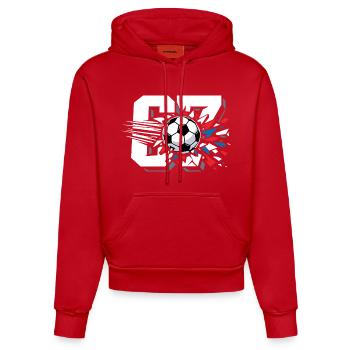67 Fußball Six Seven Gen Alpha Viral Trend - Organic Fitted Hoodie Made in EU - Rot - Vorne