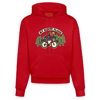 Mein Happy Place Kiesradfeld - Organic Fitted Hoodie Made in EU - Rot - Vorne