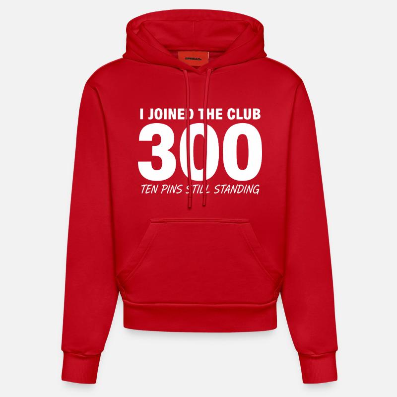 Bowling Dire Drôle 300 - Sweat à capuche bio ajusté fabriqué en UE - rouge