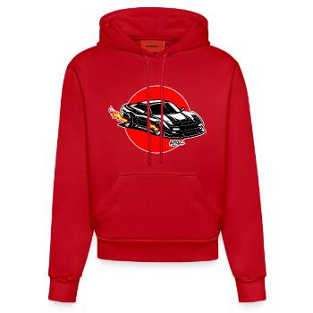 Inferno Turbo Car Burst - Organic Fitted Hoodie Made in EU - red - Front