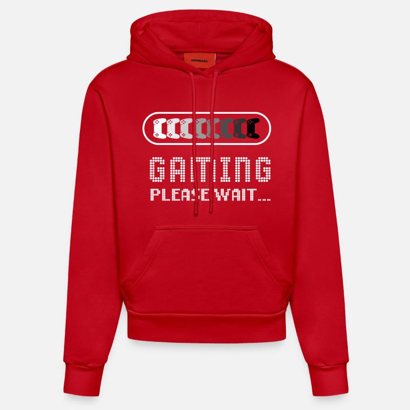 Gaming_please_wait - Organic Fitted Hoodie Made in EU - Rot
