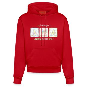 In My Spring Cheese Era Kawaii Pastel Coquette - Organic Fitted Hoodie Made in EU - red - Front
