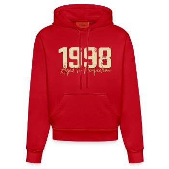 Original 1998 Rétro 1998 Cadeau d’anniversaire 1998 - Sweat à capuche bio ajusté fabriqué en UE - rouge - Devant