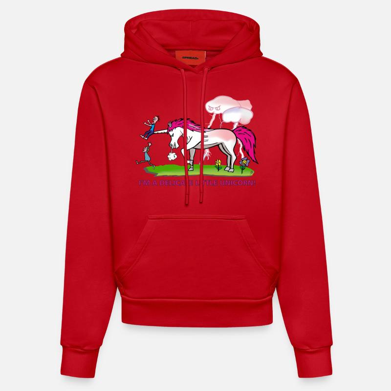 Delicate Unicorn - Sweat à capuche bio ajusté fabriqué en UE - rouge