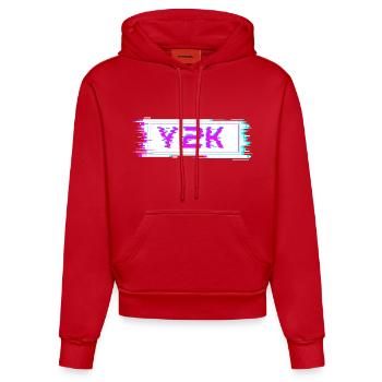 Cyber Glitch rétro Y2K - Sweat à capuche bio ajusté fabriqué en UE - rouge - Devant