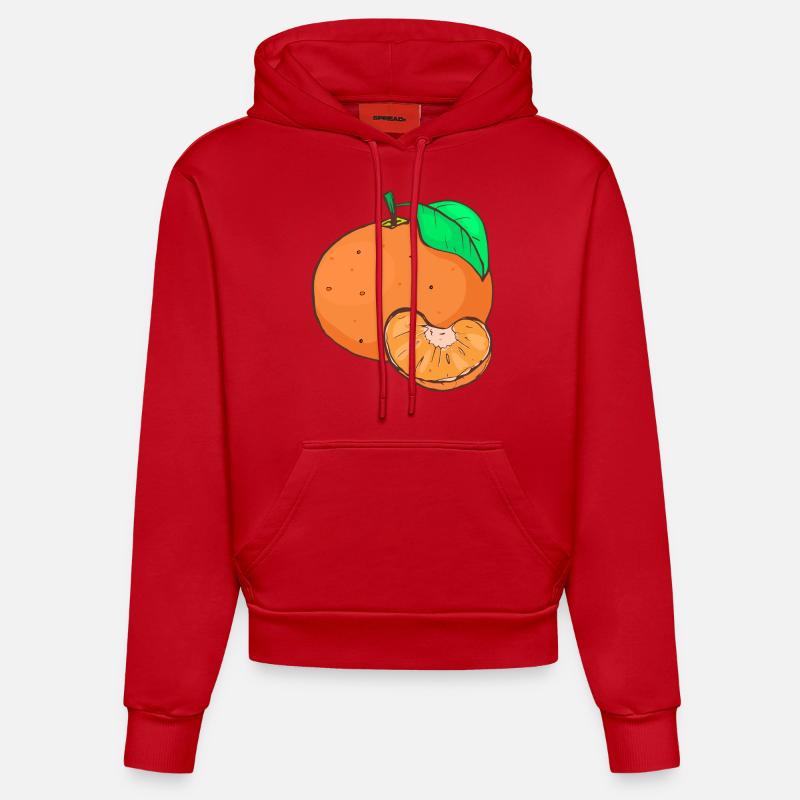 Mandarines Clémentines Agrumes Agrumes - Sweat à capuche bio ajusté fabriqué en UE - rouge