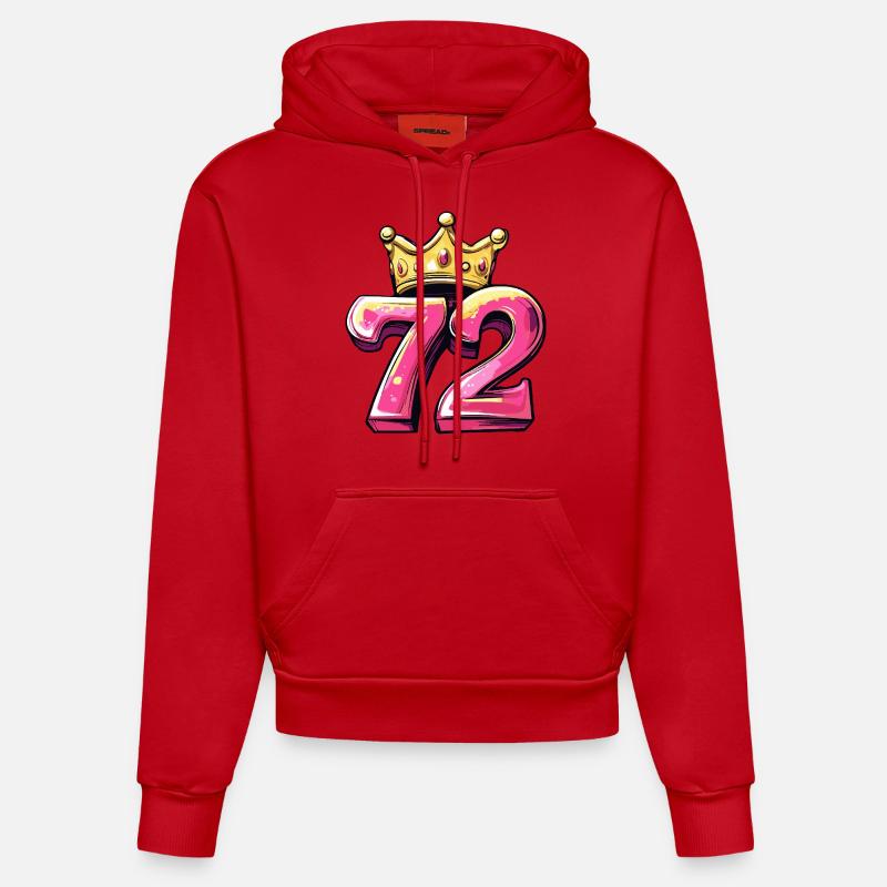 Couronne à 72 chiffres - Sweat à capuche bio ajusté fabriqué en UE - rouge