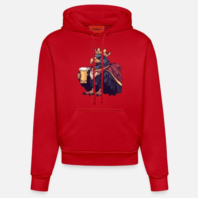 Eagle Bird Bière Drôle - Sweat à capuche bio ajusté fabriqué en UE - rouge