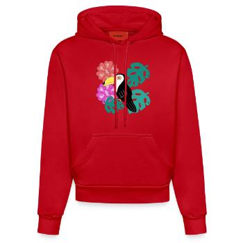 Toucan LOVE - Organic Fitted Hoodie Made in EU - red - Front