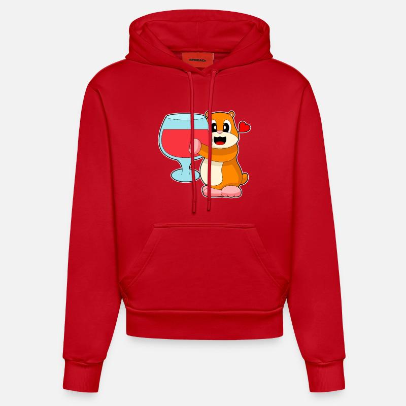 Vin rouge hamster - Sweat à capuche bio ajusté fabriqué en UE - rouge