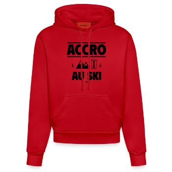 accro au ski - Sweat à capuche bio ajusté fabriqué en UE - rouge - Devant