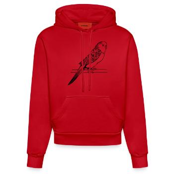 wellensittich pattern flowers - Organic Fitted Hoodie Made in EU - red - Front