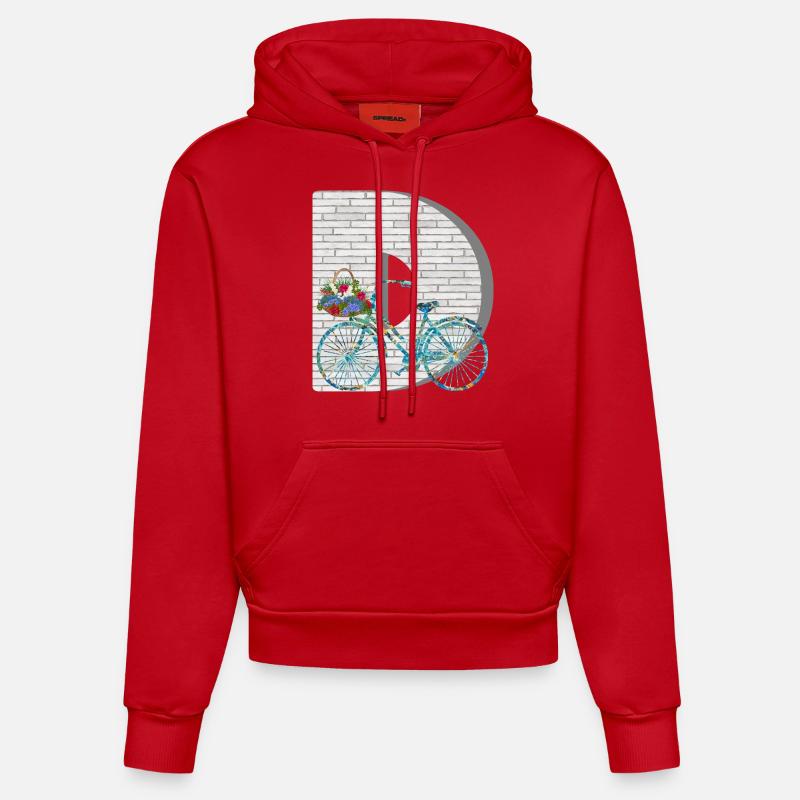 vélo e 100 d - Sweat à capuche bio ajusté fabriqué en UE - rouge