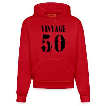 Vintage 1950 - Millésime 50 - Party Vector - Sweat à capuche bio ajusté fabriqué en UE - rouge - Devant