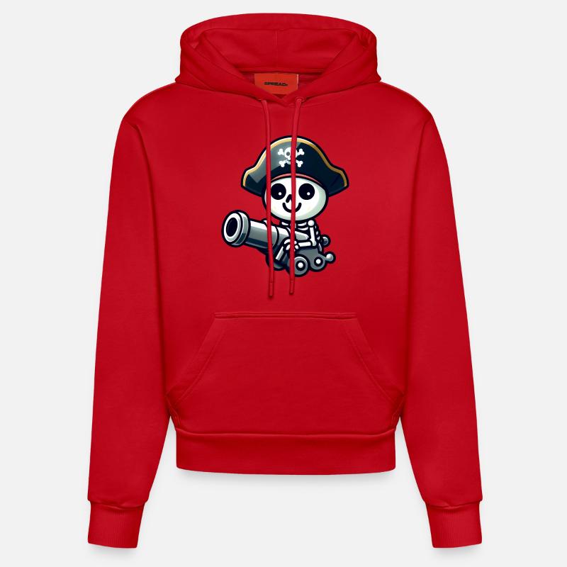 Crâne Pirate - Trésor Squelette - Sweat à capuche bio ajusté fabriqué en UE - rouge