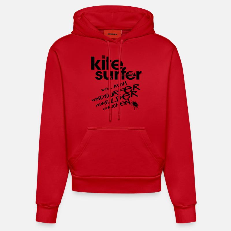 Kitesurfeur vs véliplanchiste - Sweat à capuche bio ajusté fabriqué en UE - rouge