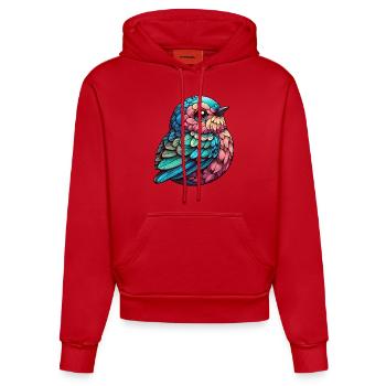 Vibrant Feathered Serenity - Organic Fitted Hoodie Made in EU - red - Front