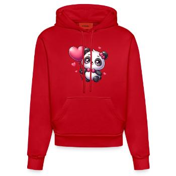 panda kawaii - Sweat à capuche bio ajusté fabriqué en UE - rouge - Devant
