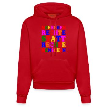 menschenrechte statt rechte menschen - Organic Fitted Hoodie Made in EU - Rot - Vorne