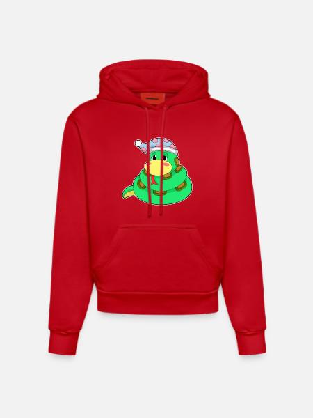 Snake Sleeping Nightcap - Organic Fitted Hoodie Made in EU - red