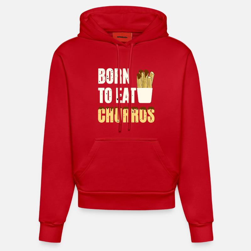 Né pour manger des churros - Sweat à capuche bio ajusté fabriqué en UE - rouge