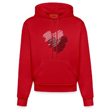 Zwei Herzen Scribble - Organic Fitted Hoodie Made in EU - Rot - Vorne
