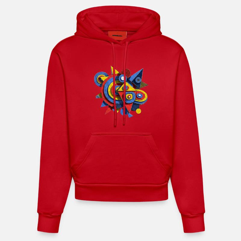 Art Motif Moderne Abstrait - Sweat à capuche bio ajusté fabriqué en UE - rouge