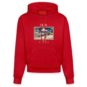 Japan Niseko Vintage Reisemarke - Organic Fitted Hoodie Made in EU - Rot - Vorne