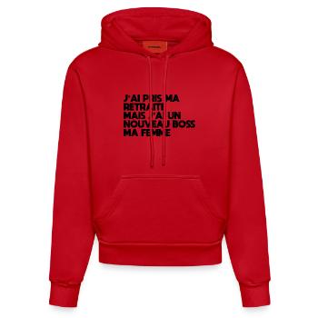 Funny Man Retirement Gift Idea for a Mar - Organic Fitted Hoodie Made in EU - red - Front