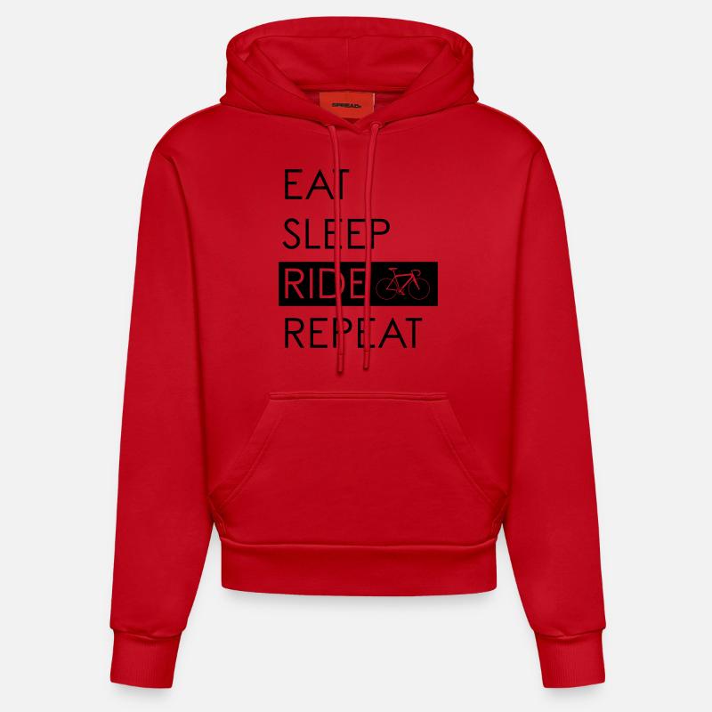 EAT SLEEP RIDE REPEAT - Sweat à capuche bio ajusté fabriqué en UE - rouge