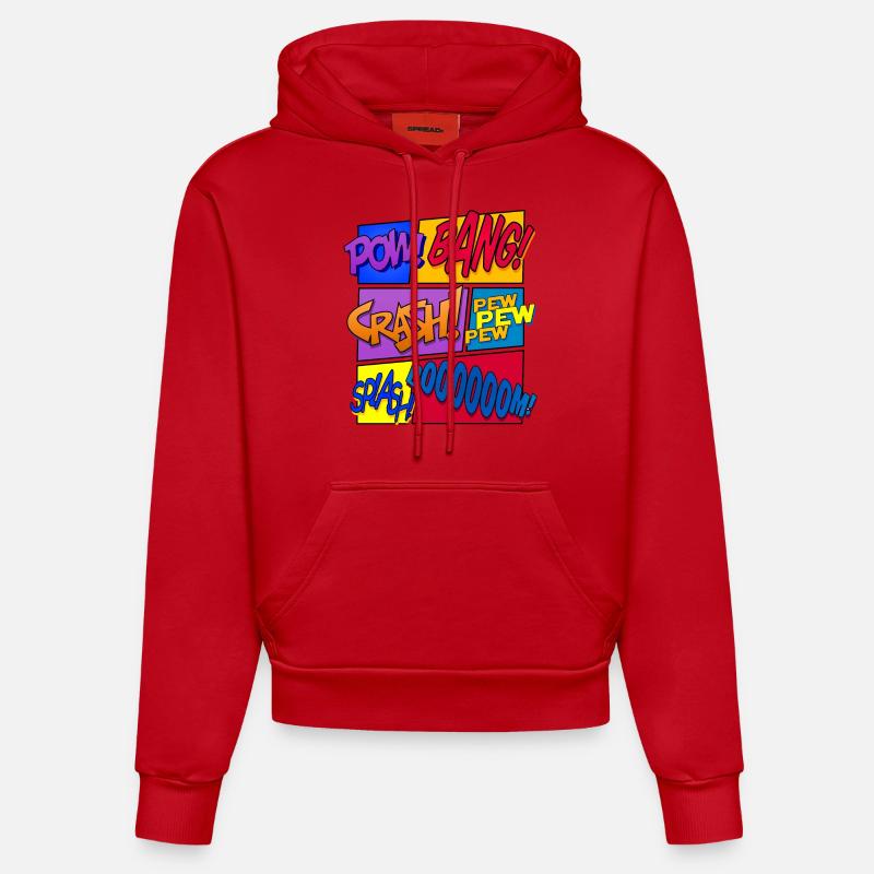 Get Loud (Comic-Design) - Sweat à capuche bio ajusté fabriqué en UE - rouge