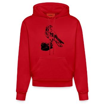 Falke Vogel sitzt auf Baum Cool Vogel Liebhaber Geschenk - Organic Fitted Hoodie Made in EU - Rot - Vorne