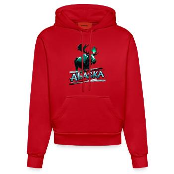 Alaska , Elchbulle - Organic Fitted Hoodie Made in EU - Rot - Vorne