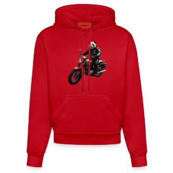 Biker Panda - Organic Fitted Hoodie Made in EU - red - Front