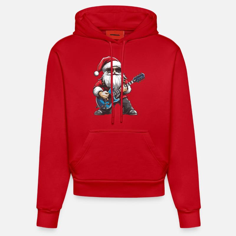 Guitare du Père Noël - Sweat à capuche bio ajusté fabriqué en UE - rouge