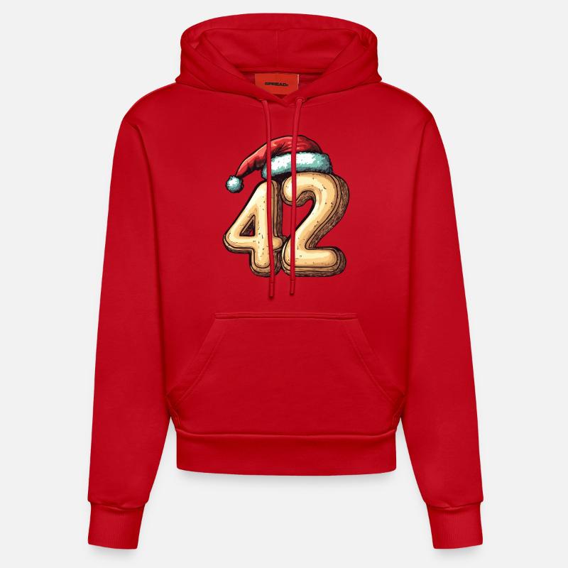 Biscuit de Noël 42 chiffres - Sweat à capuche bio ajusté fabriqué en UE - rouge