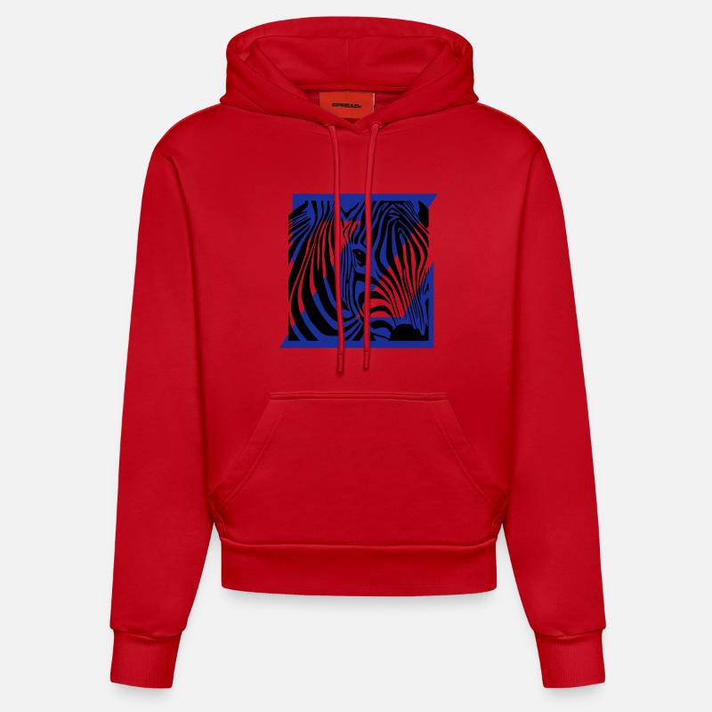 Zebra Mix - Sweat à capuche bio ajusté fabriqué en UE - rouge