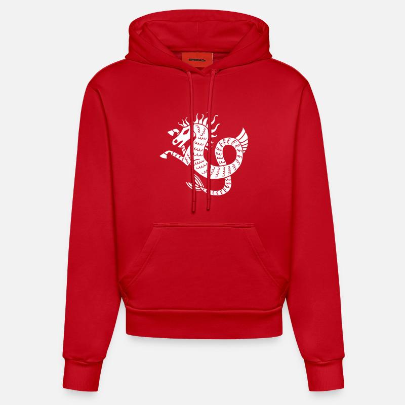Cheval de mer blanc - Sweat à capuche bio ajusté fabriqué en UE - rouge