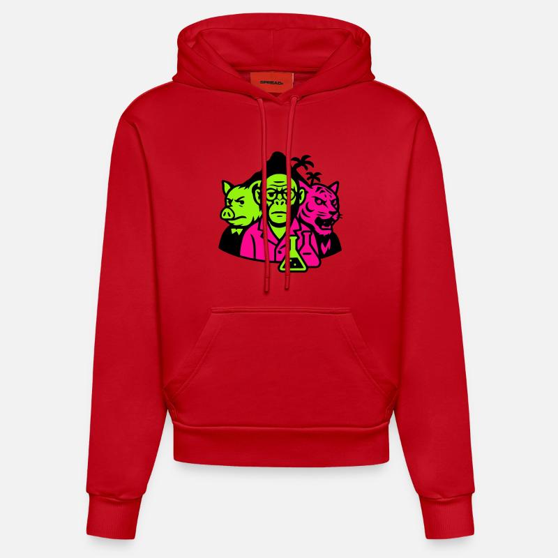 Île étrange - Sweat à capuche bio ajusté fabriqué en UE - rouge