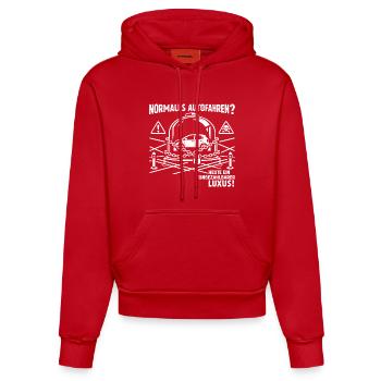 Normales Autofahren ? - Organic Fitted Hoodie Made in EU - Rot - Vorne