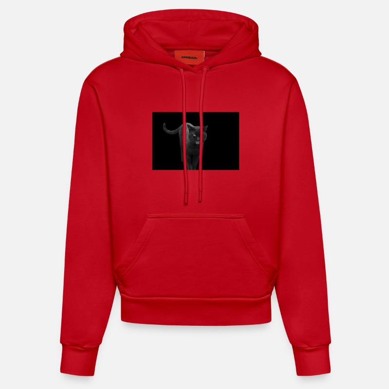 chat noir chat chaton - Sweat à capuche bio ajusté fabriqué en UE - rouge