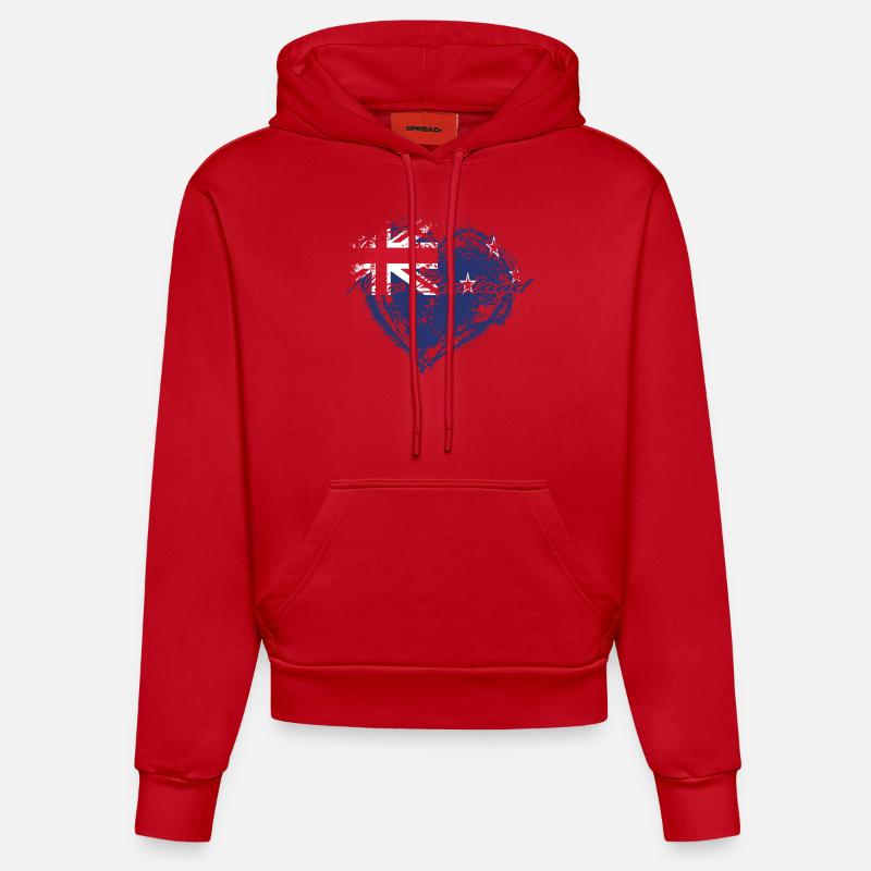 PAYS CADEAU ROOTS AMOUR Nouvelle-Zélande - Sweat à capuche bio ajusté fabriqué en UE - rouge