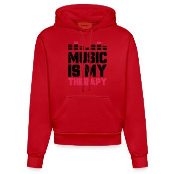 music is my therapy - Organic Fitted Hoodie Made in EU - Rot - Vorne
