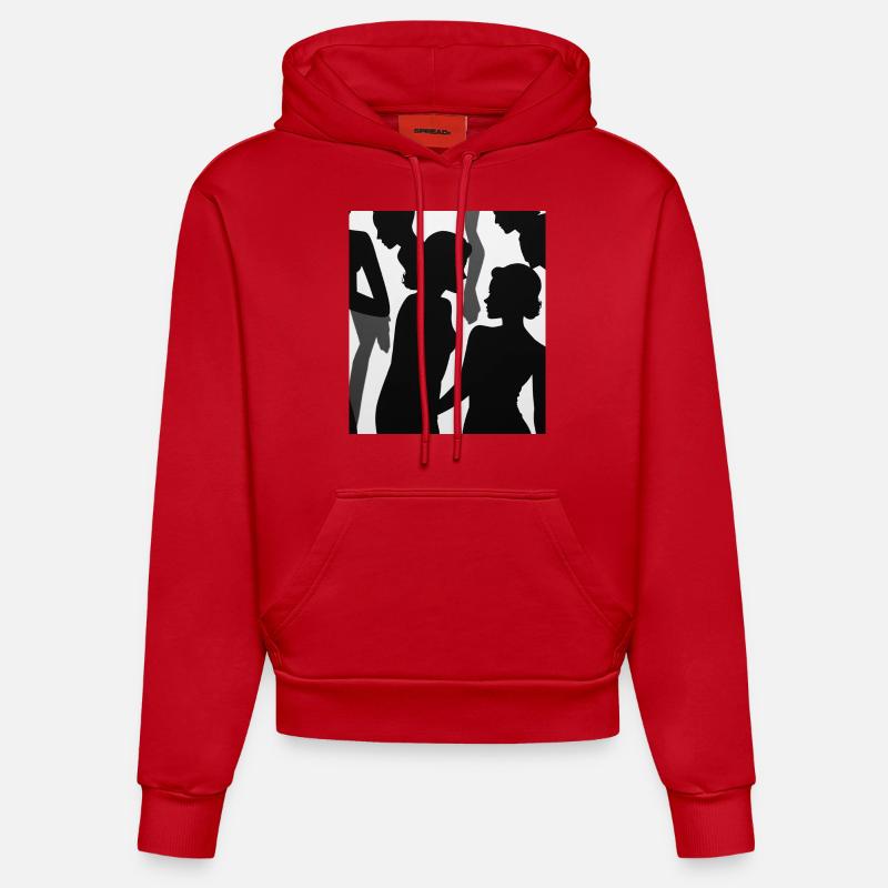 Ombres de personnages - Sweat à capuche bio ajusté fabriqué en UE - rouge