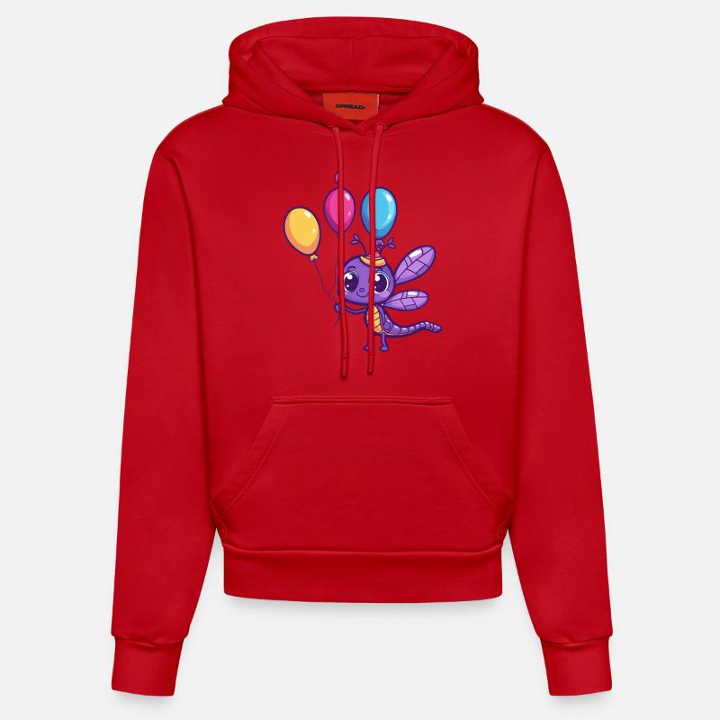 Libellule Anniversaire Bébé - Sweat à capuche bio ajusté fabriqué en UE - rouge