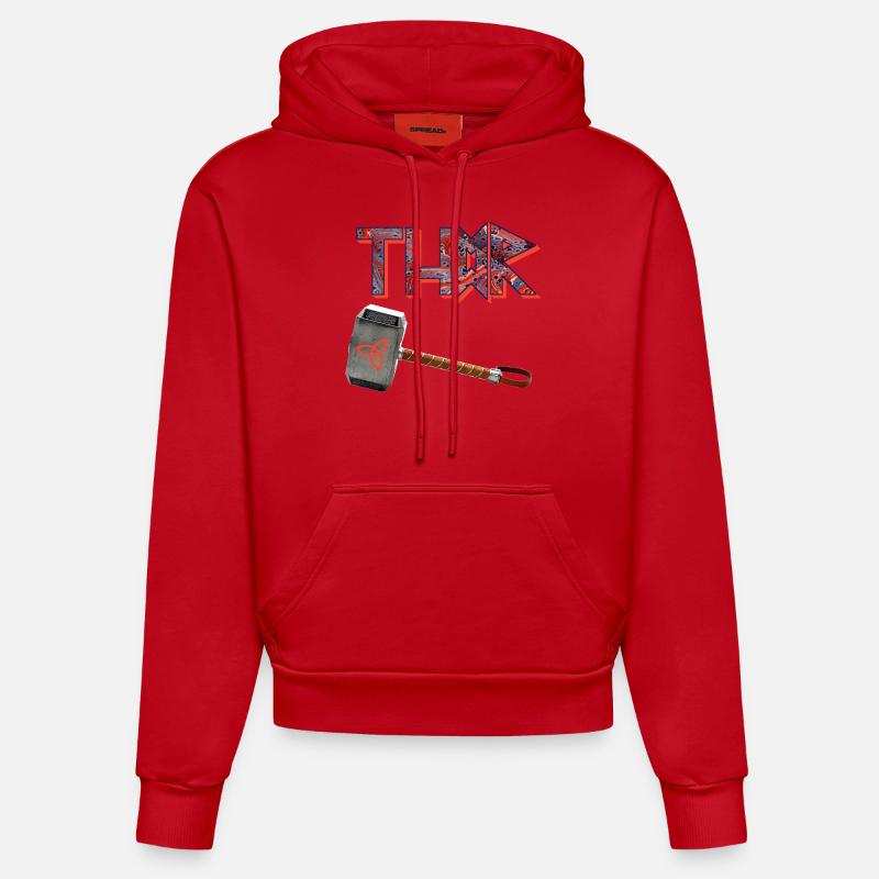 thor mjölnir e 261 - Sweat à capuche bio ajusté fabriqué en UE - rouge