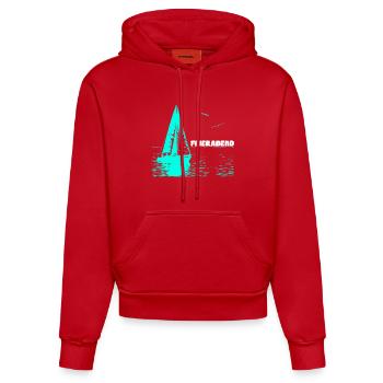 Feierabend Segelboot und 2 Möwen - Organic Fitted Hoodie Made in EU - Rot - Vorne