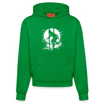 Skateboarderin Pixel Grafik - Organic Fitted Hoodie Made in EU - City Green - Vorne